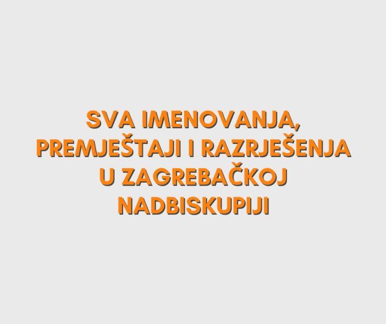 Sva imenovanja, premještaji i razrješenja u Zagrebačkoj nadbiskupiji (2025)